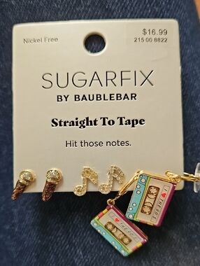 Sugarfix by BaubleBar 'Straight To Tape' Gold Music Note & Cassette Earrings